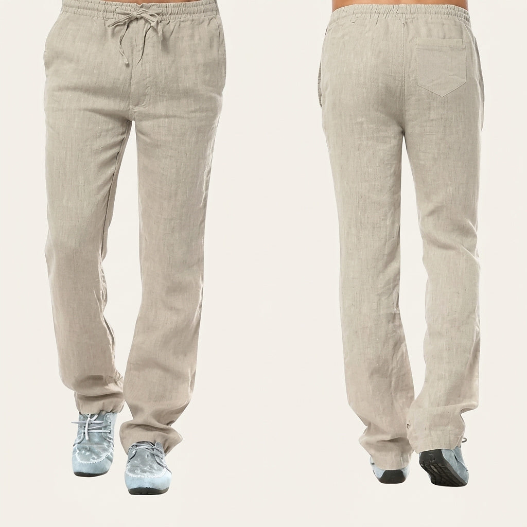 Pantalones de lino de corte recto para hombre-Pants for Men-Casaluzia