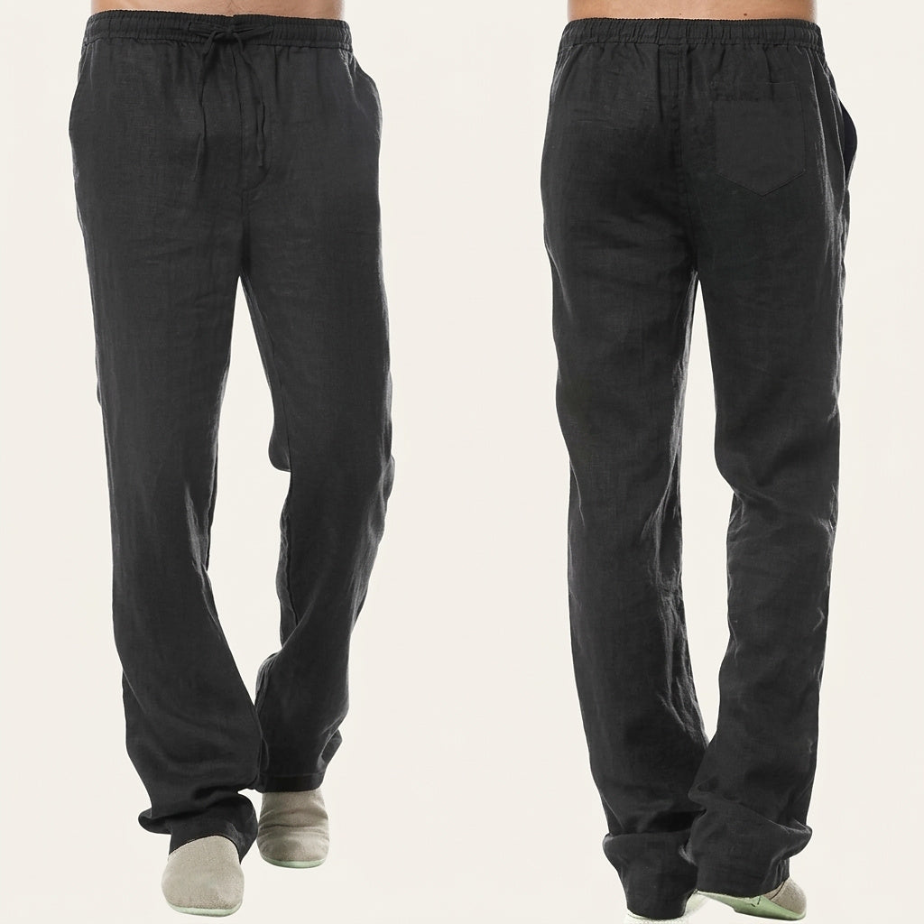 Pantalones de lino de corte recto para hombre-Pants for Men-Casaluzia