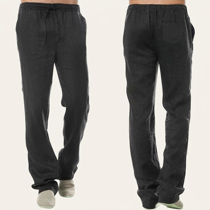 Pantalones de lino de corte recto para hombre-Pants for Men-Casaluzia