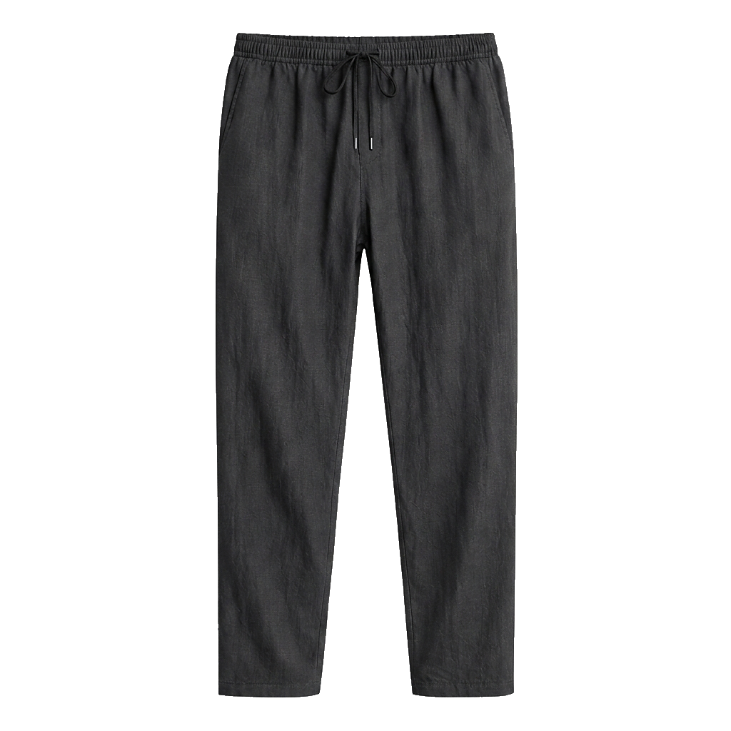 Pantalones de lino de pierna recta con cordón para hombre-Men Summer Pants-Casaluzia