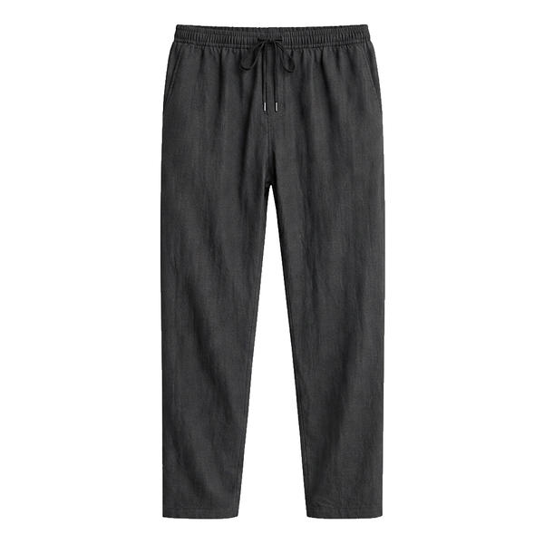 Pantalones de lino de pierna recta con cordón para hombre