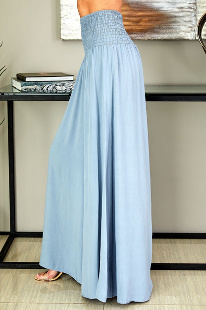 Pantalones de pierna ancha con cintura fruncida para mujer-Pants for woman-Casaluzia