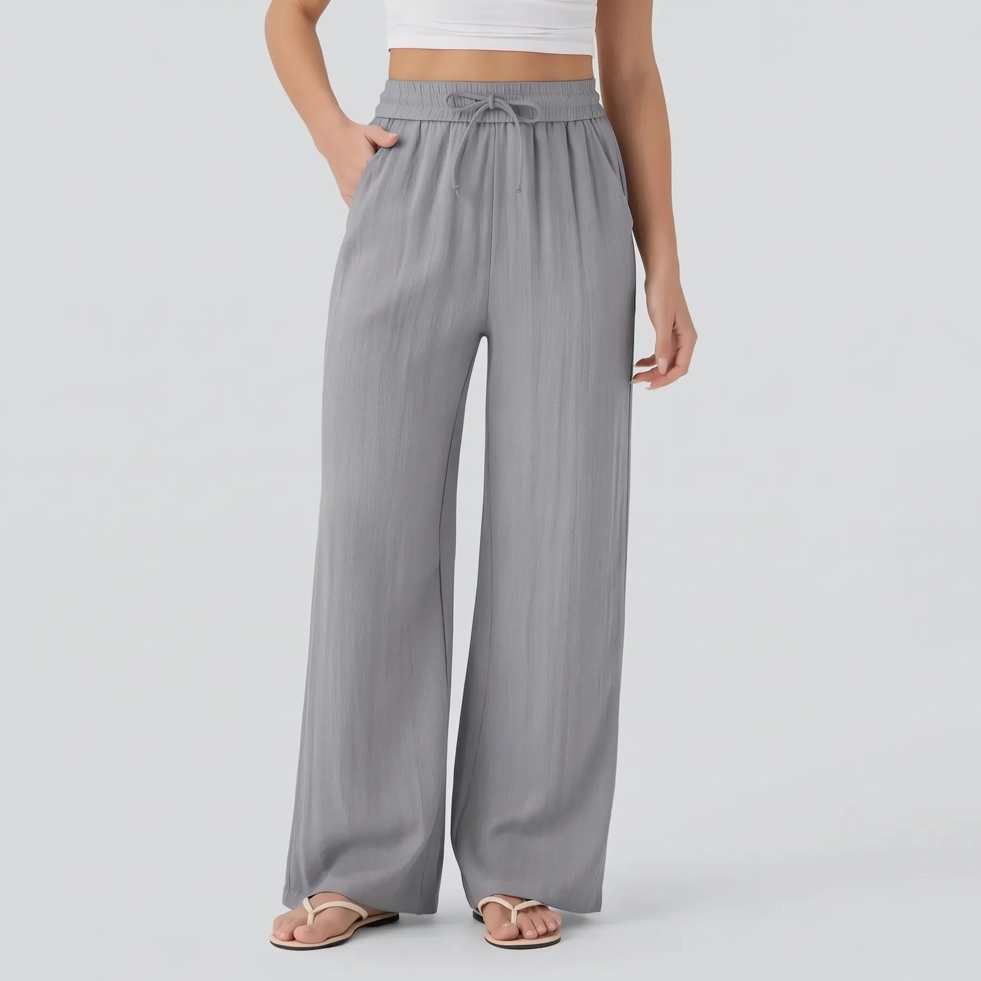 Pantalones de pierna ancha con cordón para mujer-Pants for woman-Casaluzia