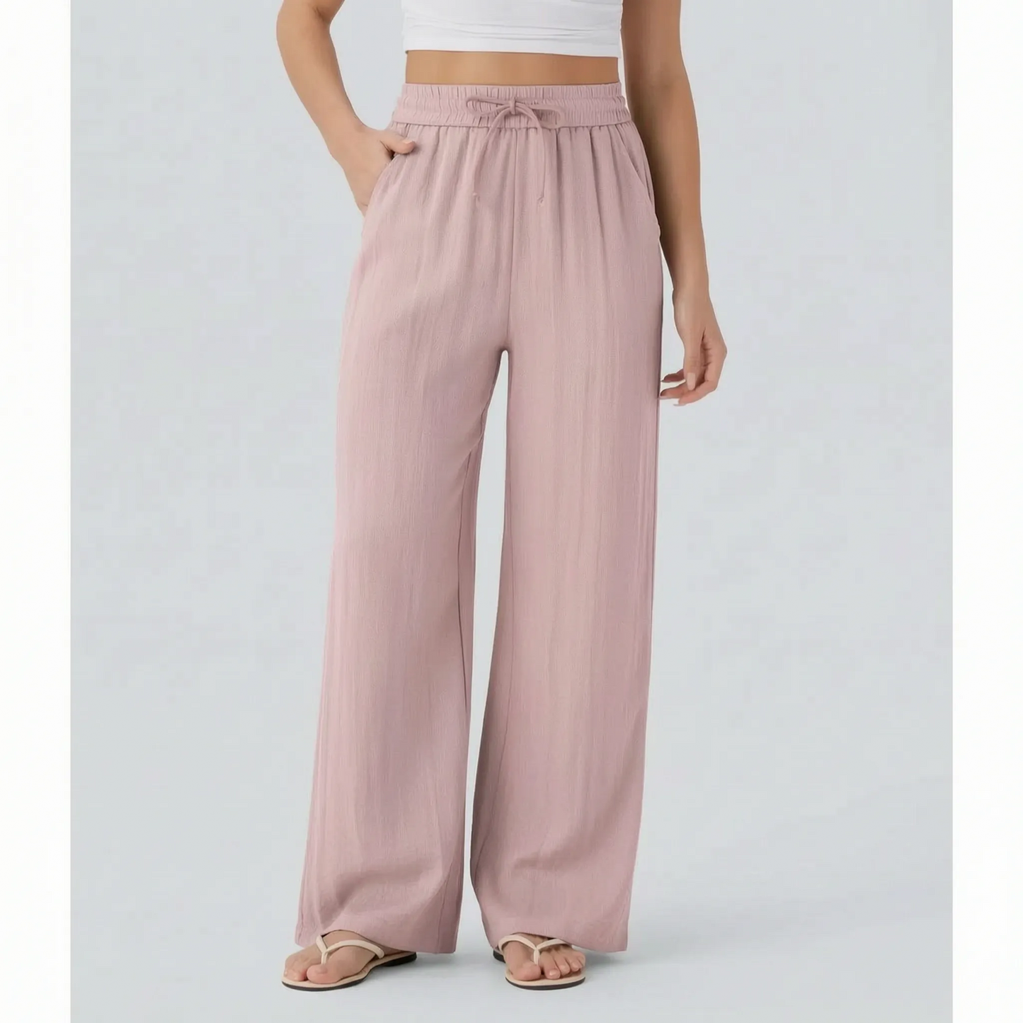 Pantalones de pierna ancha con cordón para mujer-Pants for woman-Casaluzia