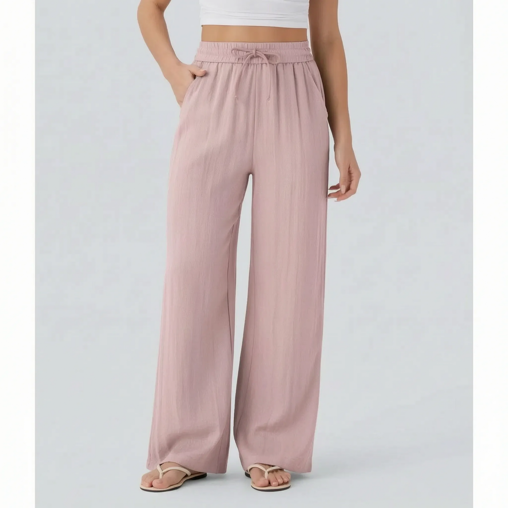Pantalones de pierna ancha con cordón para mujer-Pants for woman-Casaluzia