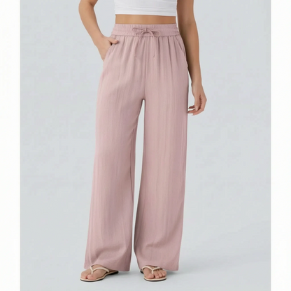 Pantalones de pierna ancha con cordón para mujer-Pants for woman-Casaluzia