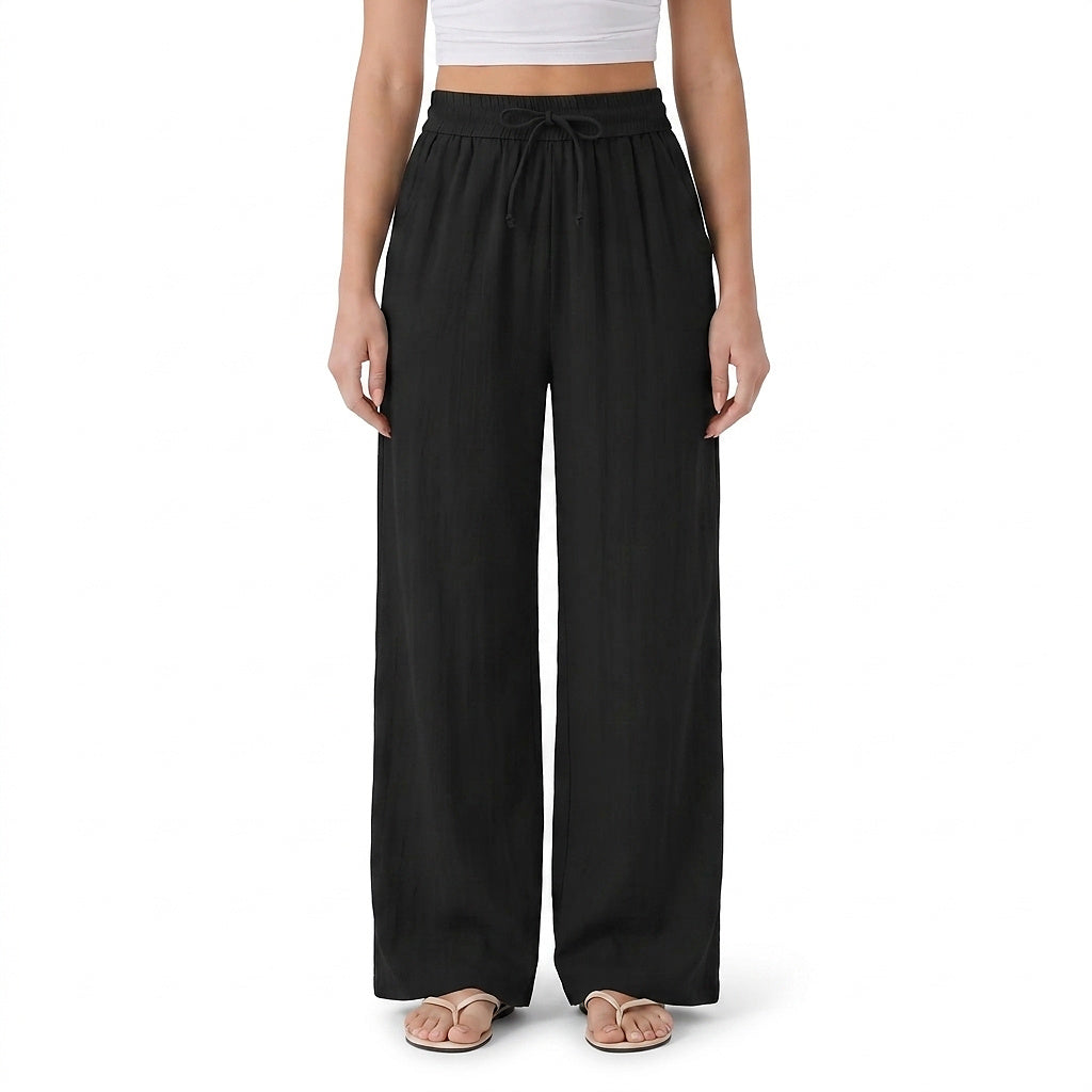 Pantalones de pierna ancha con cordón para mujer-Pants for woman-Casaluzia