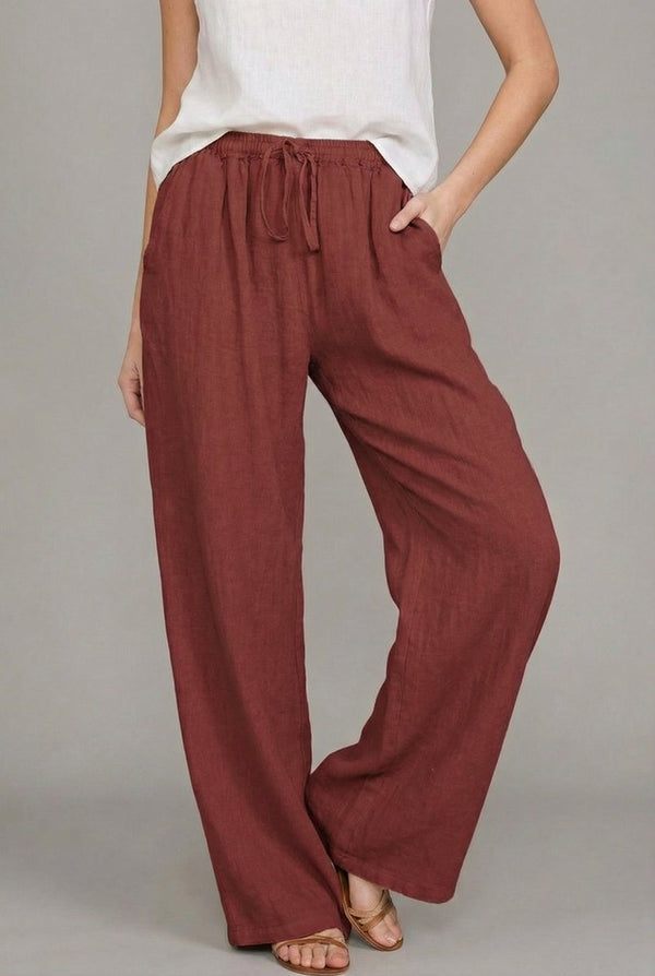Pantalones de pierna ancha con cordón para mujer-Pants for Women-Casaluzia