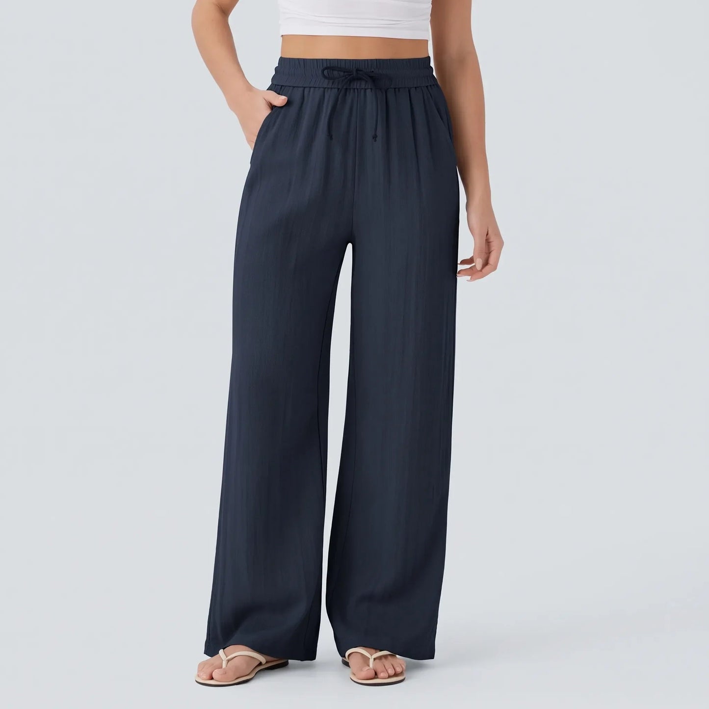 Pantalones de pierna ancha con cordón para mujer-Pants for woman-Casaluzia