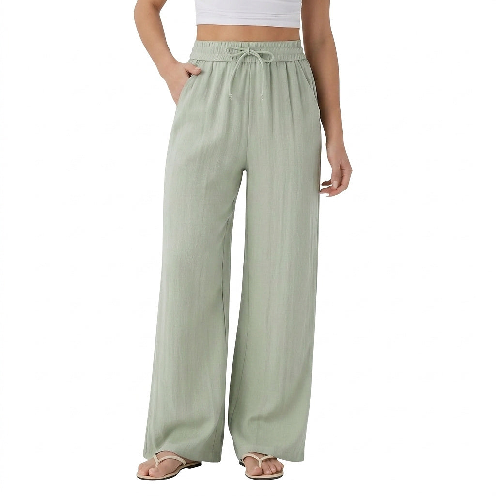Pantalones de pierna ancha con cordón para mujer-Pants for woman-Casaluzia