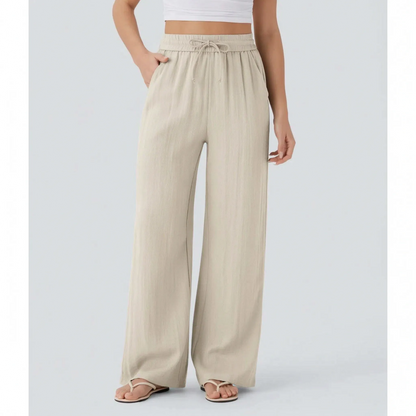 Pantalones de pierna ancha con cordón para mujer-Pants for woman-Casaluzia