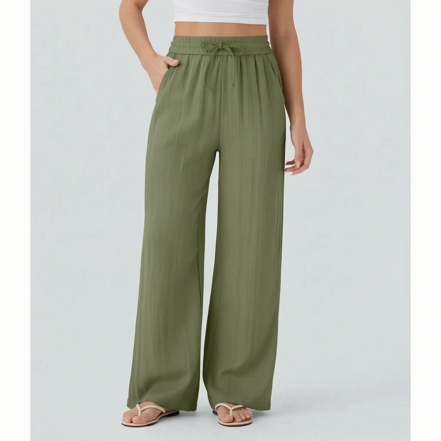 Pantalones de pierna ancha con cordón para mujer-Pants for woman-Casaluzia