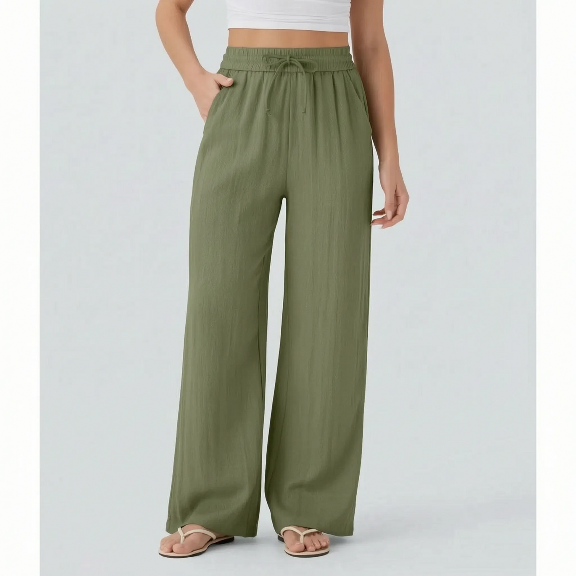 Pantalones de pierna ancha con cordón para mujer-Pants for woman-Casaluzia