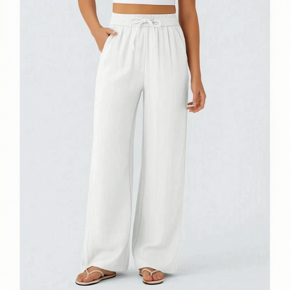 Pantalones de pierna ancha con cordón para mujer-Pants for woman-Casaluzia