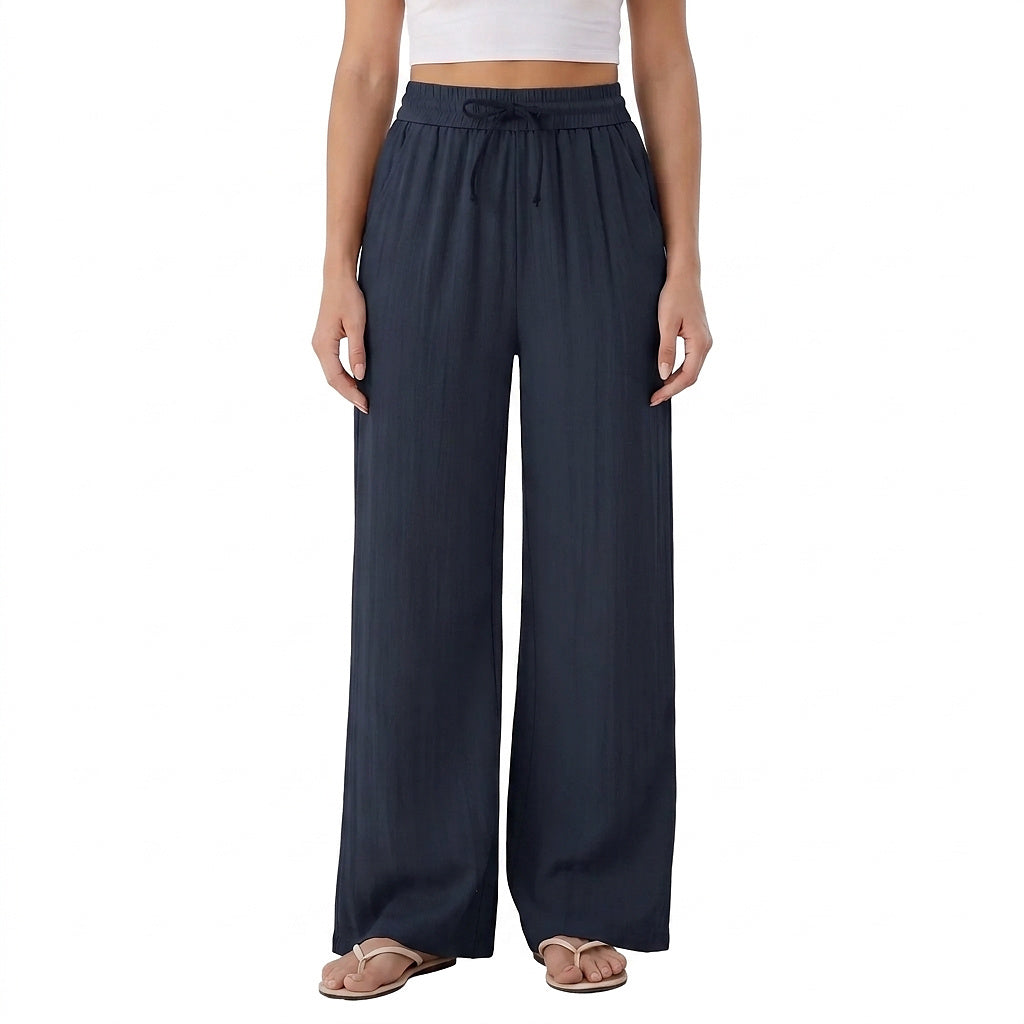 Pantalones de pierna ancha con cordón para mujer-Pants for woman-Casaluzia