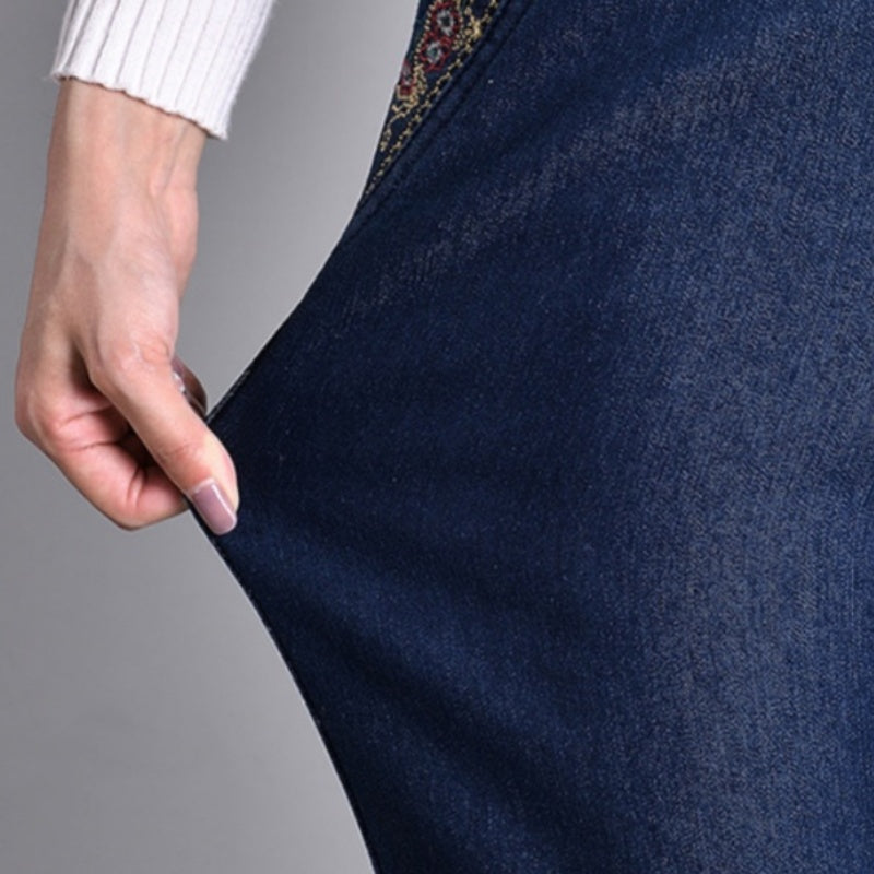 Pantalones de pierna recta para mujer con cintura elástica-Pants for Women-Casaluzia