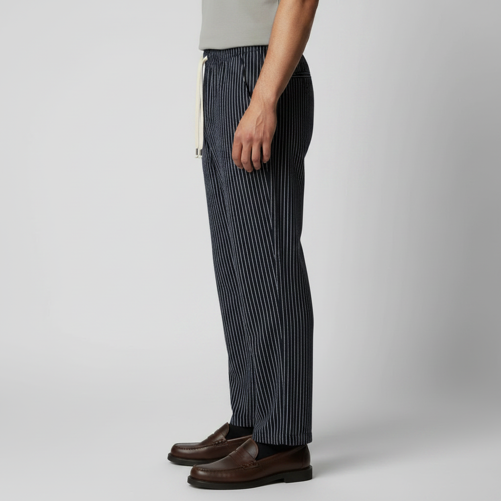 Pantalones de rayas para hombre con cintura de cordón-Pants for men-Casaluzia