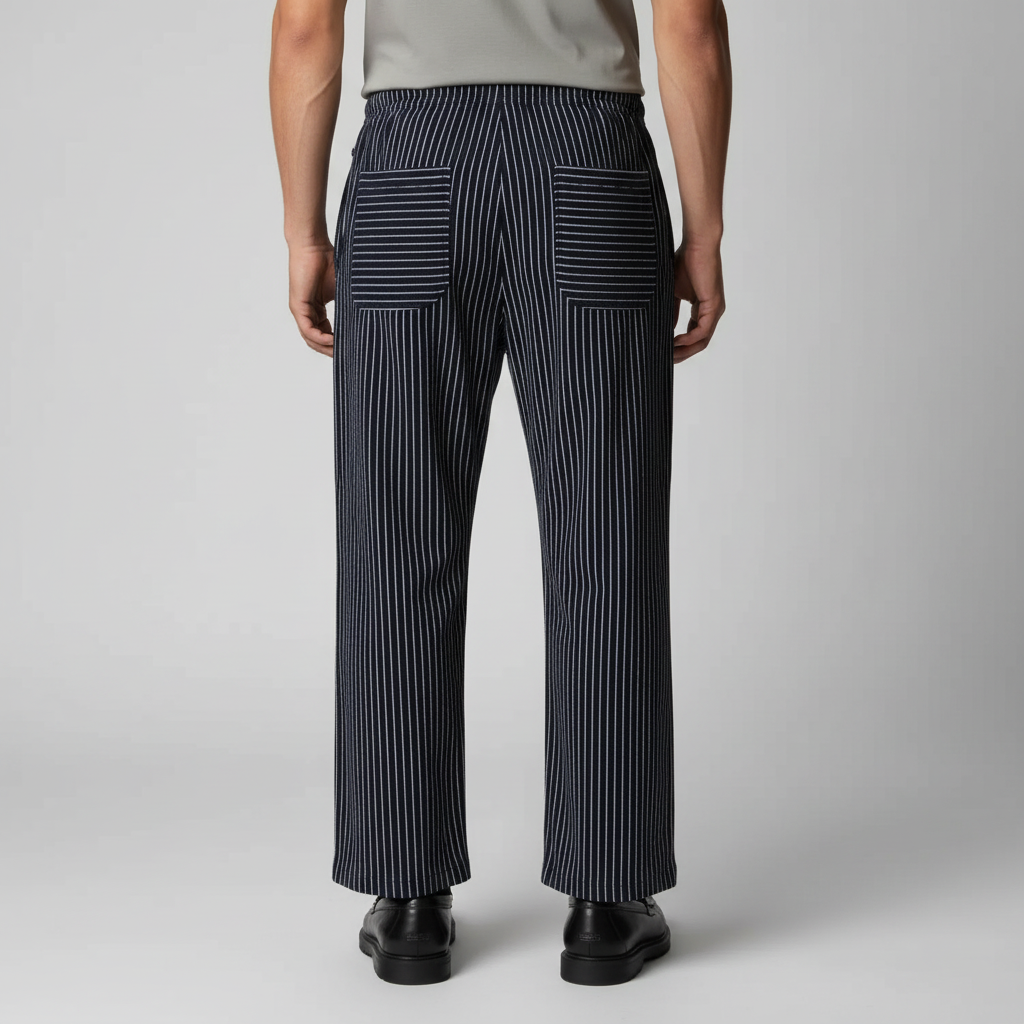 Pantalones de rayas para hombre con cintura de cordón-Pants for men-Casaluzia