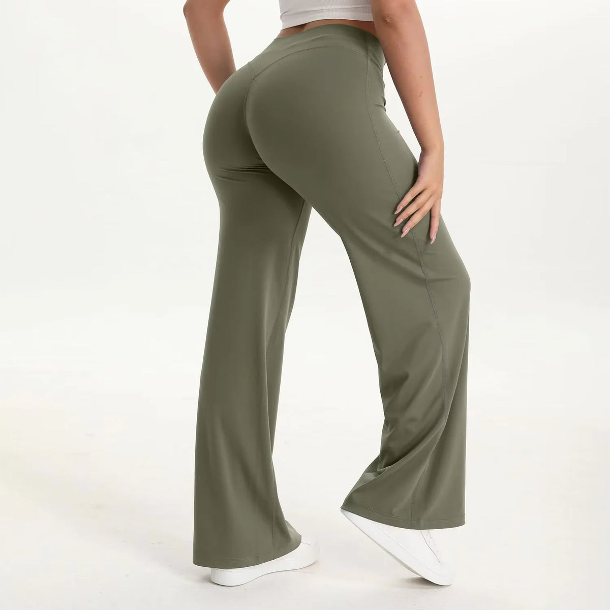 Pantalones de yoga de pierna ancha y talle alto para mujer-Pants for Women-Casaluzia