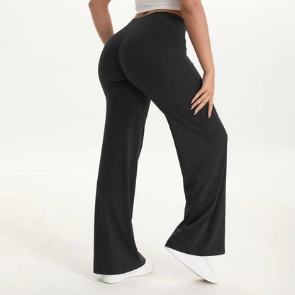 Pantalones de yoga de pierna ancha y talle alto para mujer-Pants for Women-Casaluzia