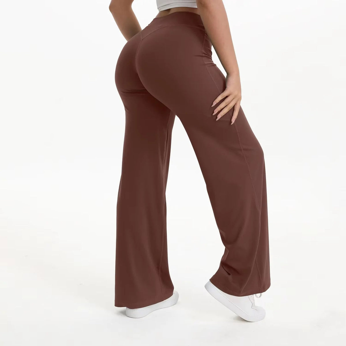Pantalones de yoga de pierna ancha y talle alto para mujer-Pants for Women-Casaluzia