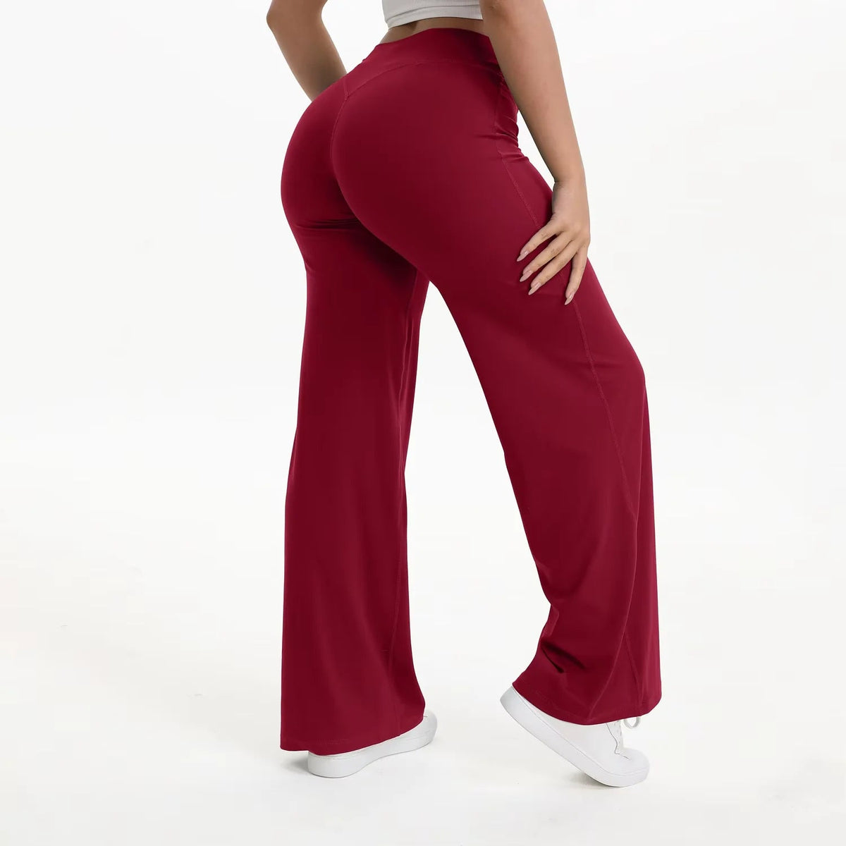 Pantalones de yoga de pierna ancha y talle alto para mujer-Pants for Women-Casaluzia