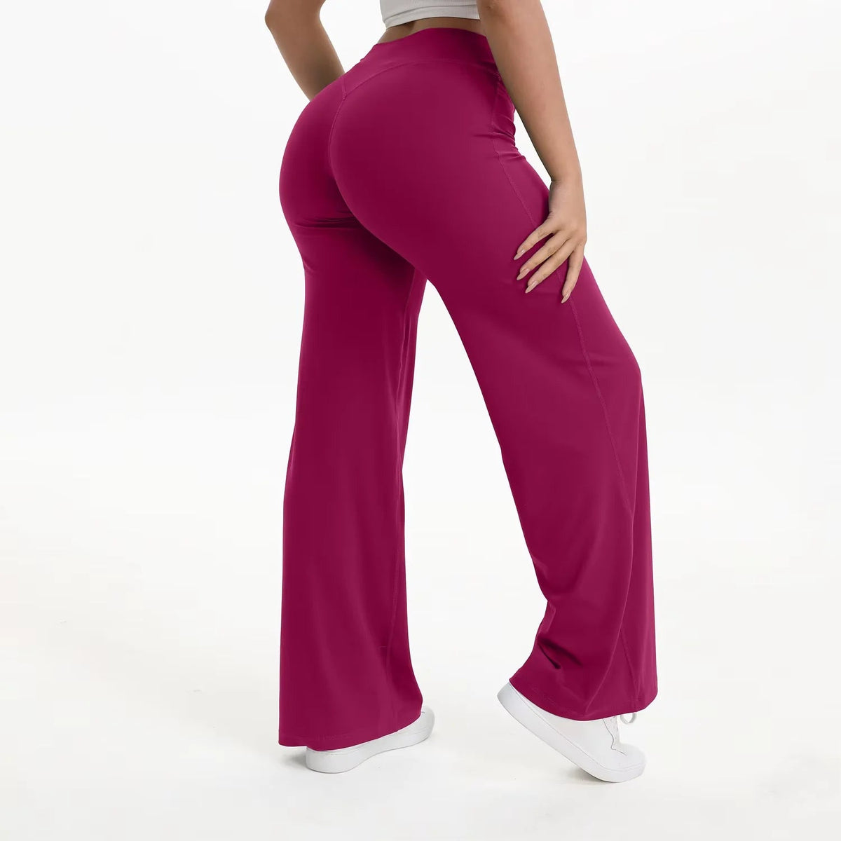 Pantalones de yoga de pierna ancha y talle alto para mujer-Pants for Women-Casaluzia