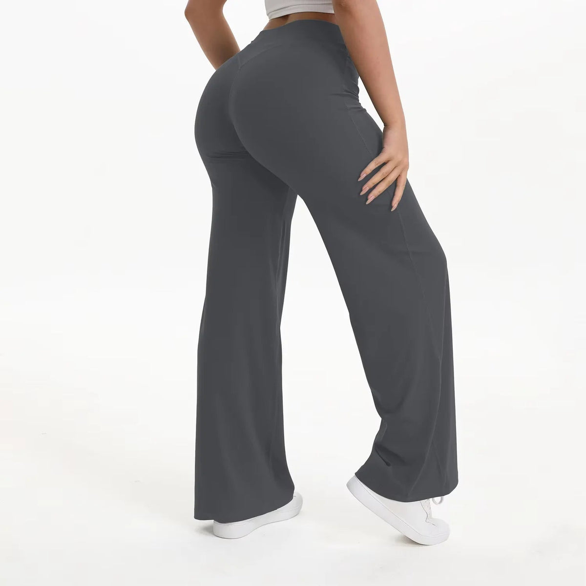 Pantalones de yoga de pierna ancha y talle alto para mujer-Pants for Women-Casaluzia