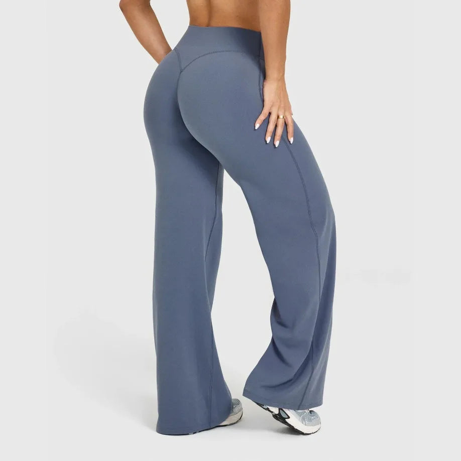 Pantalones de yoga de pierna ancha y talle alto para mujer-Pants for Women-Casaluzia