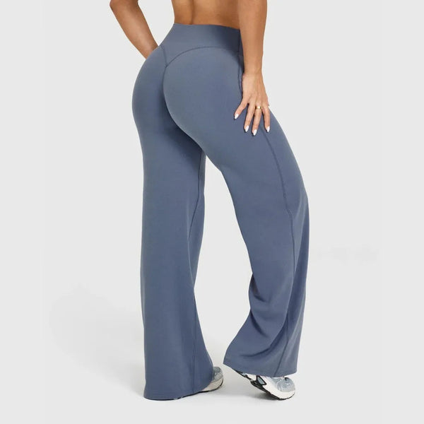 Pantalones de yoga de pierna ancha y talle alto para mujer-Pants for Women-Casaluzia