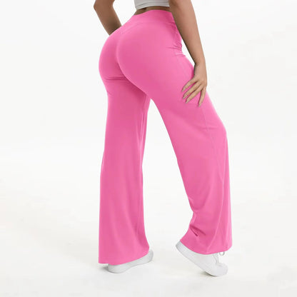 Pantalones de yoga de pierna ancha y talle alto para mujer-Pants for Women-Casaluzia
