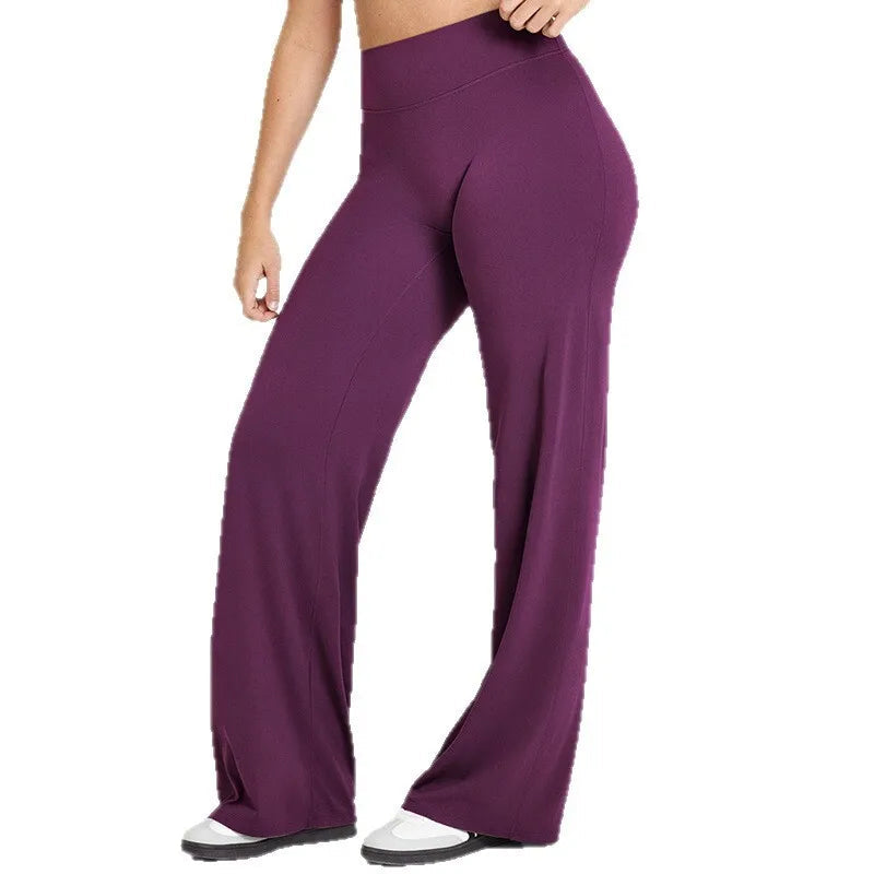 Pantalones de yoga de pierna ancha y talle alto para mujer-Pants for Women-Casaluzia