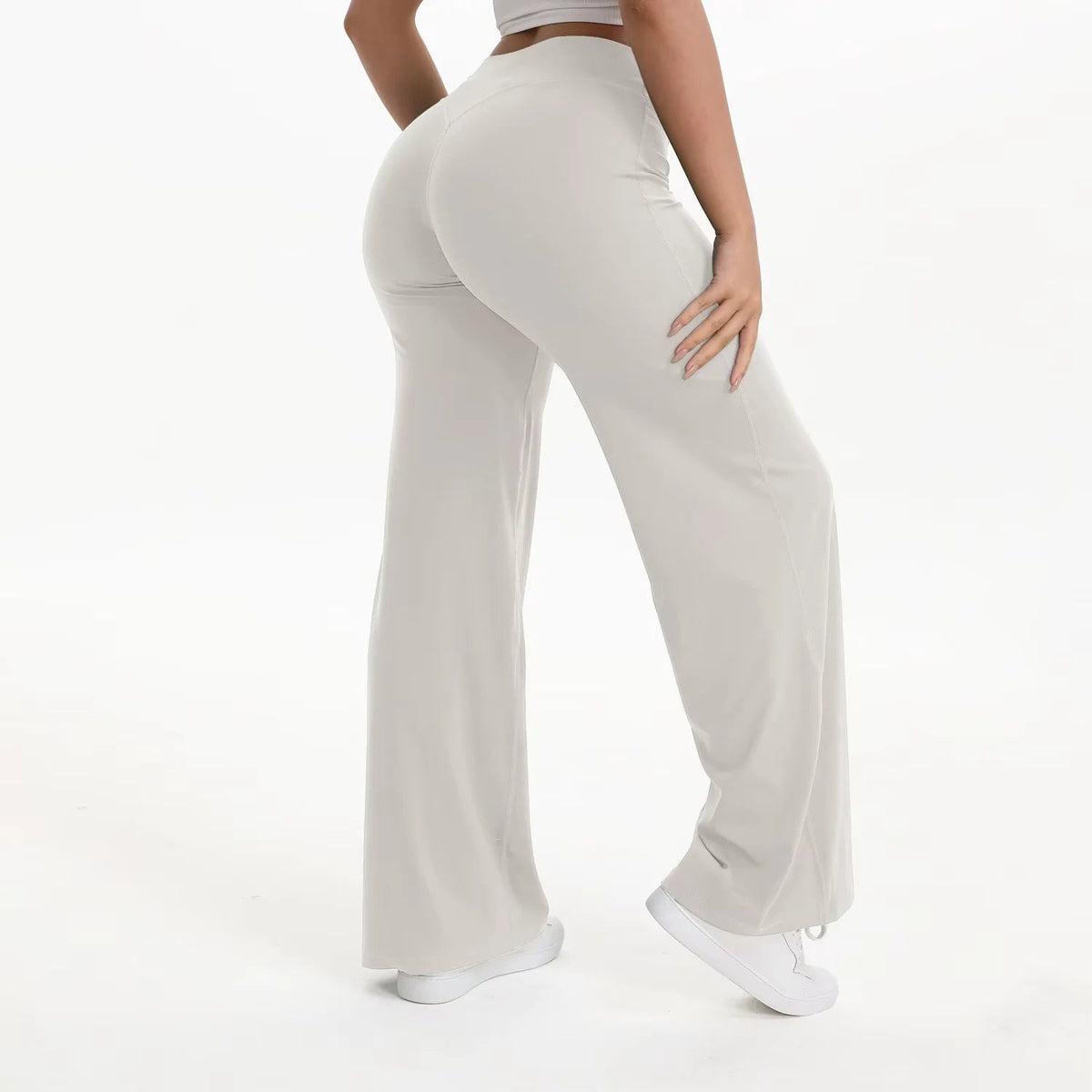 Pantalones de yoga de pierna ancha y talle alto para mujer-Pants for Women-Casaluzia