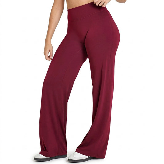 Pantalones de yoga de pierna ancha y talle alto para mujer-Pants for Women-Casaluzia