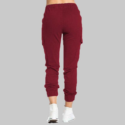 Pantalones Jogger Cargo para Mujer con Cintura con Cordón-Pants for Women-Casaluzia