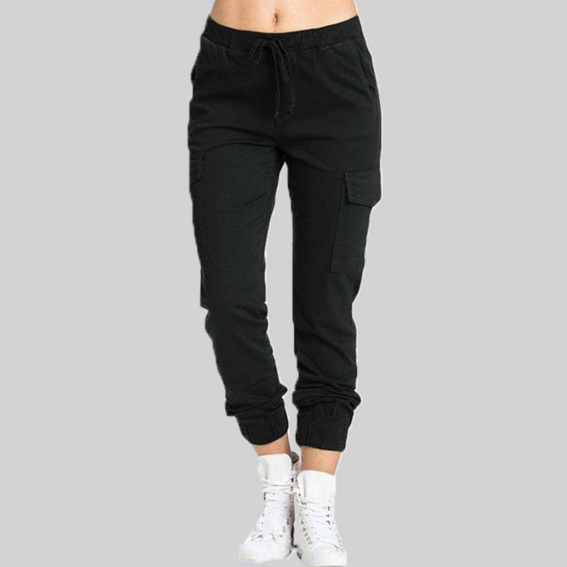 Pantalones Jogger Cargo para Mujer con Cintura con Cordón-Pants for Women-Casaluzia