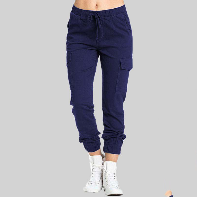 Pantalones Jogger Cargo para Mujer con Cintura con Cordón-Pants for Women-Casaluzia