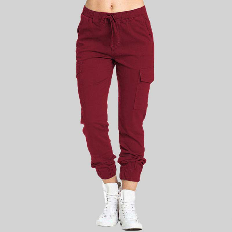 Pantalones Jogger Cargo para Mujer con Cintura con Cordón-Pants for Women-Casaluzia
