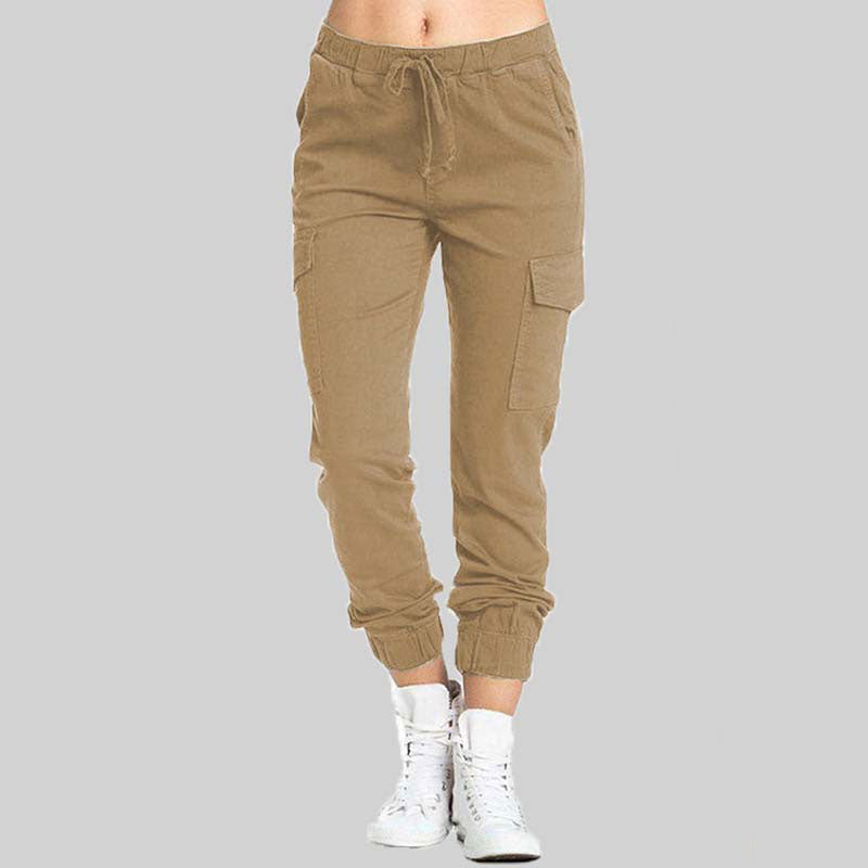 Pantalones Jogger Cargo para Mujer con Cintura con Cordón-Pants for Women-Casaluzia