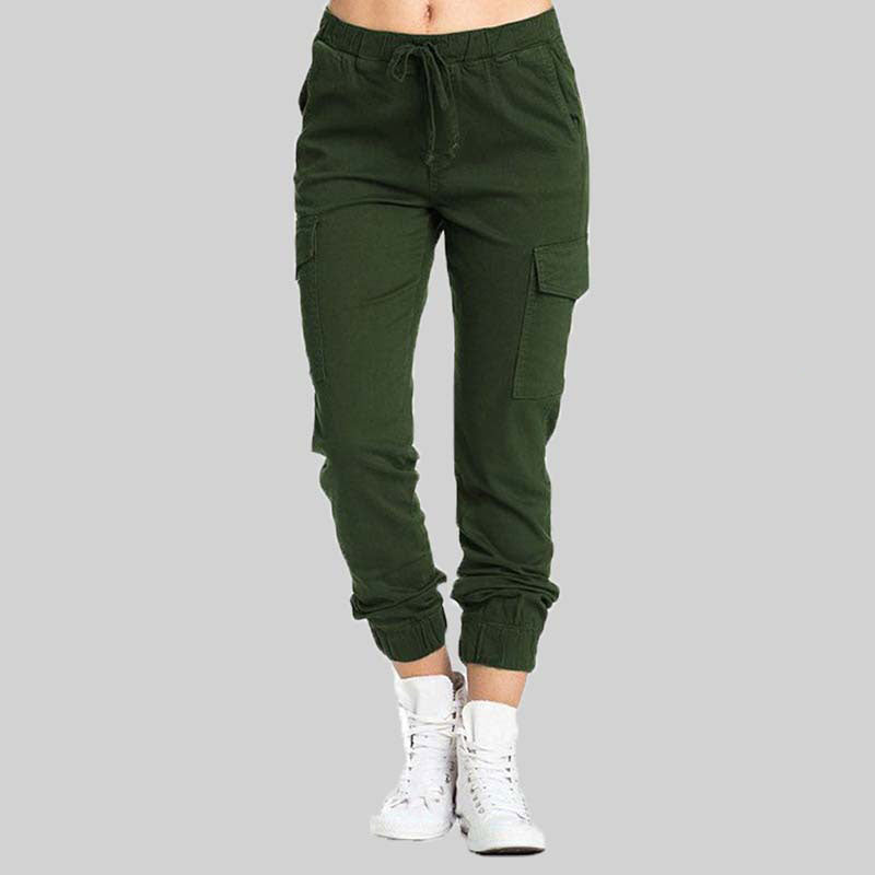 Pantalones Jogger Cargo para Mujer con Cintura con Cordón-Pants for Women-Casaluzia