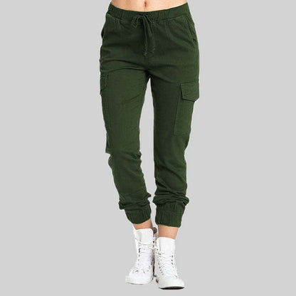 Pantalones Jogger Cargo para Mujer con Cintura con Cordón-Pants for Women-Casaluzia