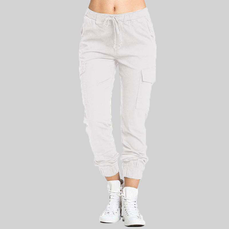 Pantalones Jogger Cargo para Mujer con Cintura con Cordón-Pants for Women-Casaluzia