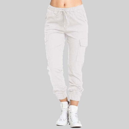 Pantalones Jogger Cargo para Mujer con Cintura con Cordón-Pants for Women-Casaluzia