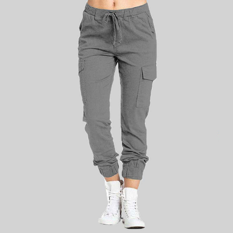 Pantalones Jogger Cargo para Mujer con Cintura con Cordón-Pants for Women-Casaluzia