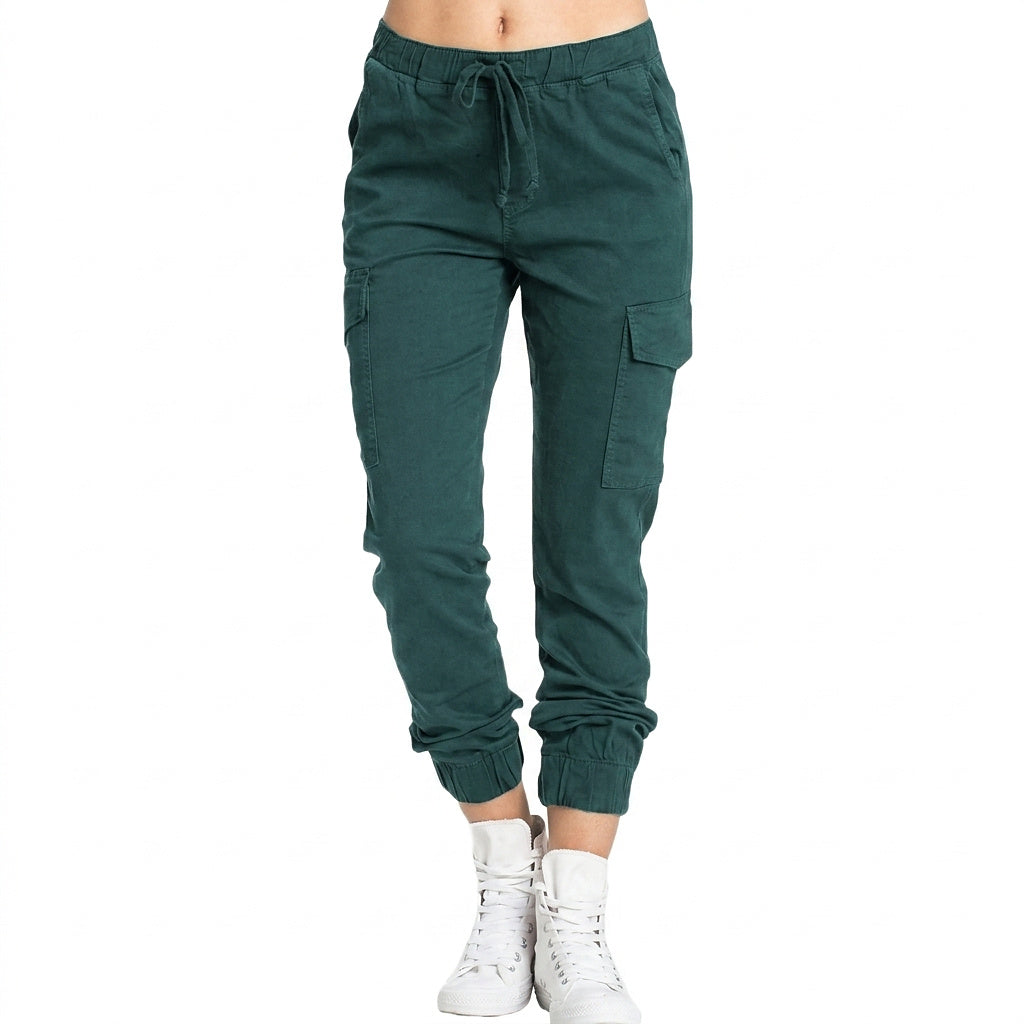 Pantalones Jogger Cargo para Mujer con Cintura con Cordón-Pants for Women-Casaluzia