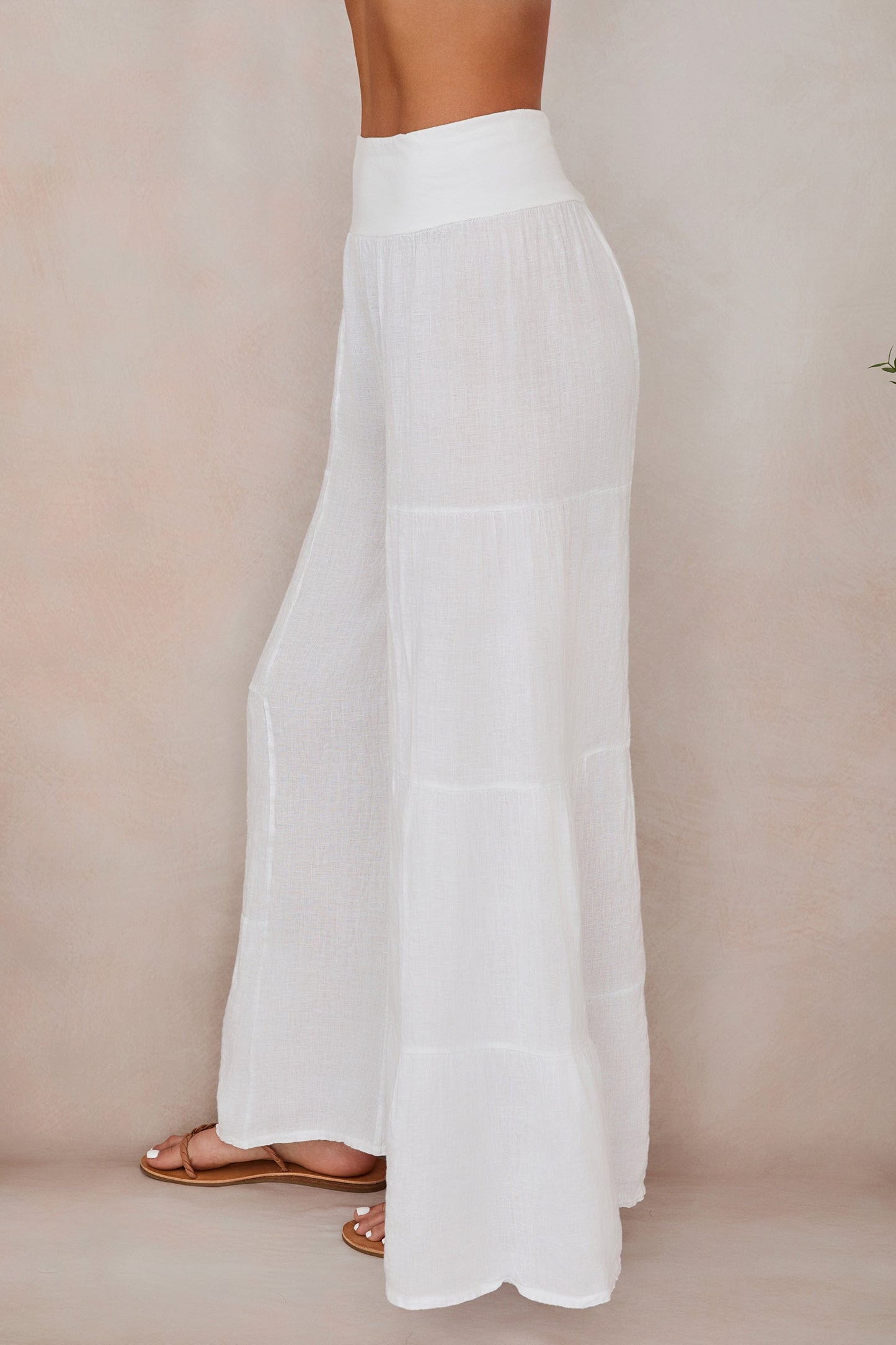Pantalones Palazzo de Pierna Ancha con Volantes para Mujer-Pants for Women-Casaluzia