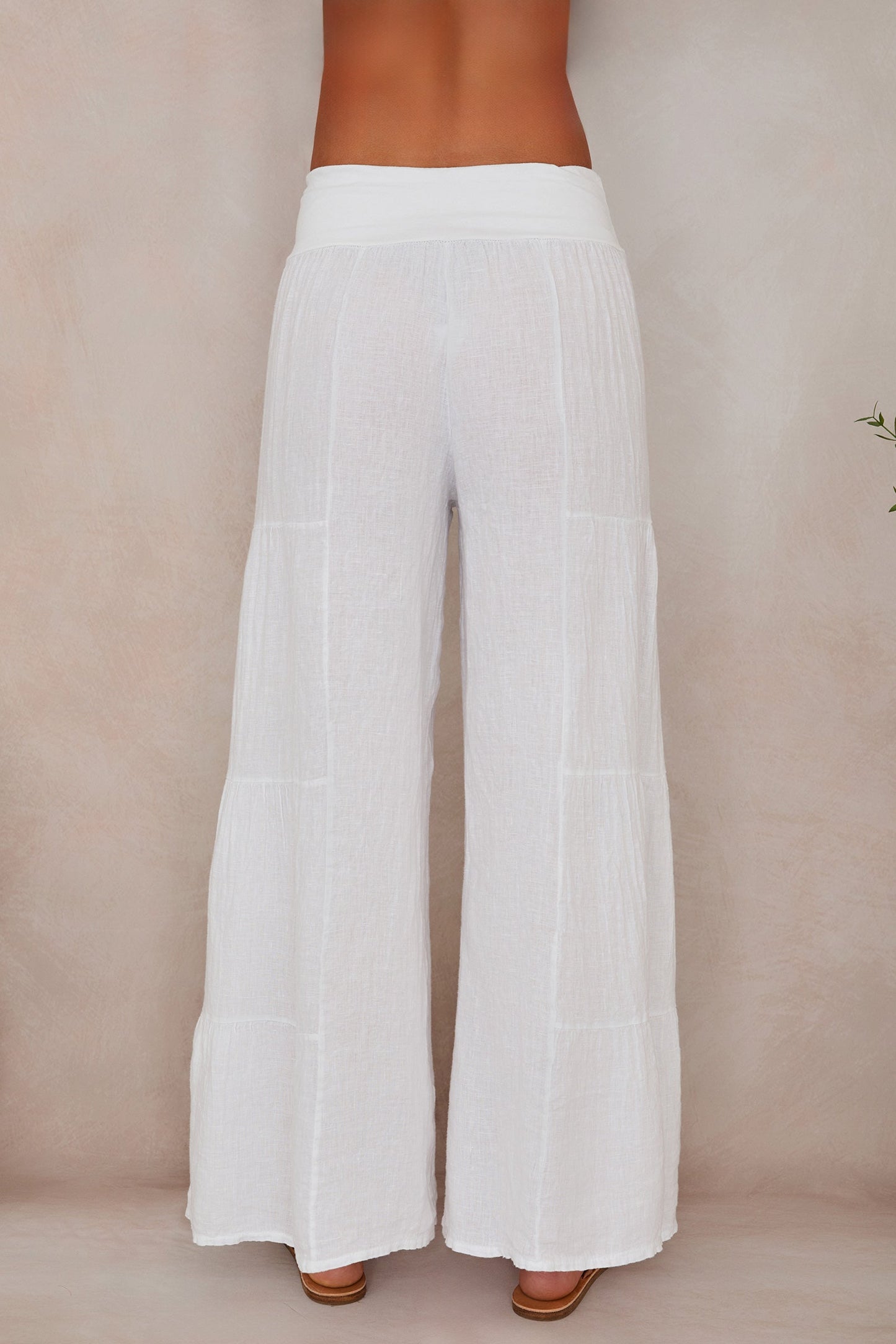 Pantalones Palazzo de Pierna Ancha con Volantes para Mujer-Pants for Women-Casaluzia