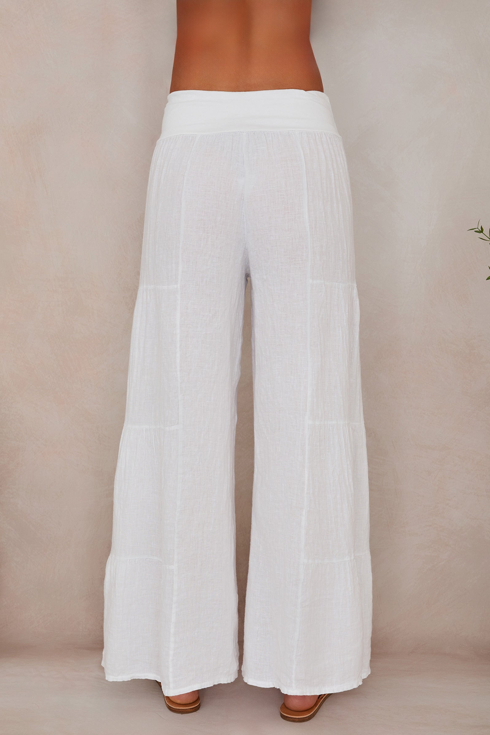 Pantalones Palazzo de Pierna Ancha con Volantes para Mujer-Pants for Women-Casaluzia