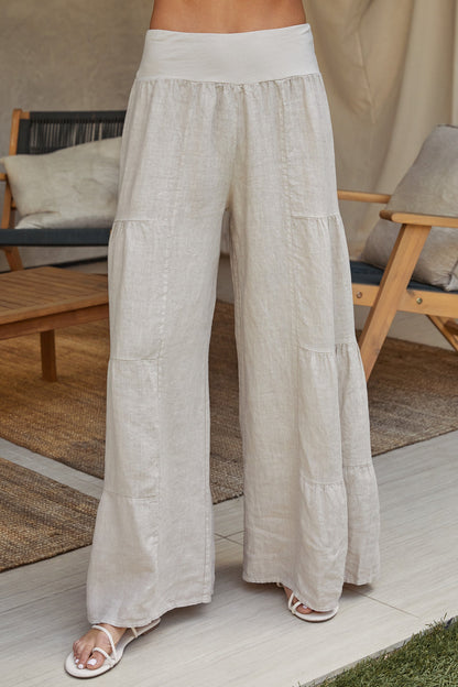 Pantalones Palazzo de Pierna Ancha con Volantes para Mujer-Pants for Women-Casaluzia