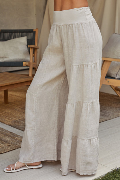 Pantalones Palazzo de Pierna Ancha con Volantes para Mujer-Pants for Women-Casaluzia